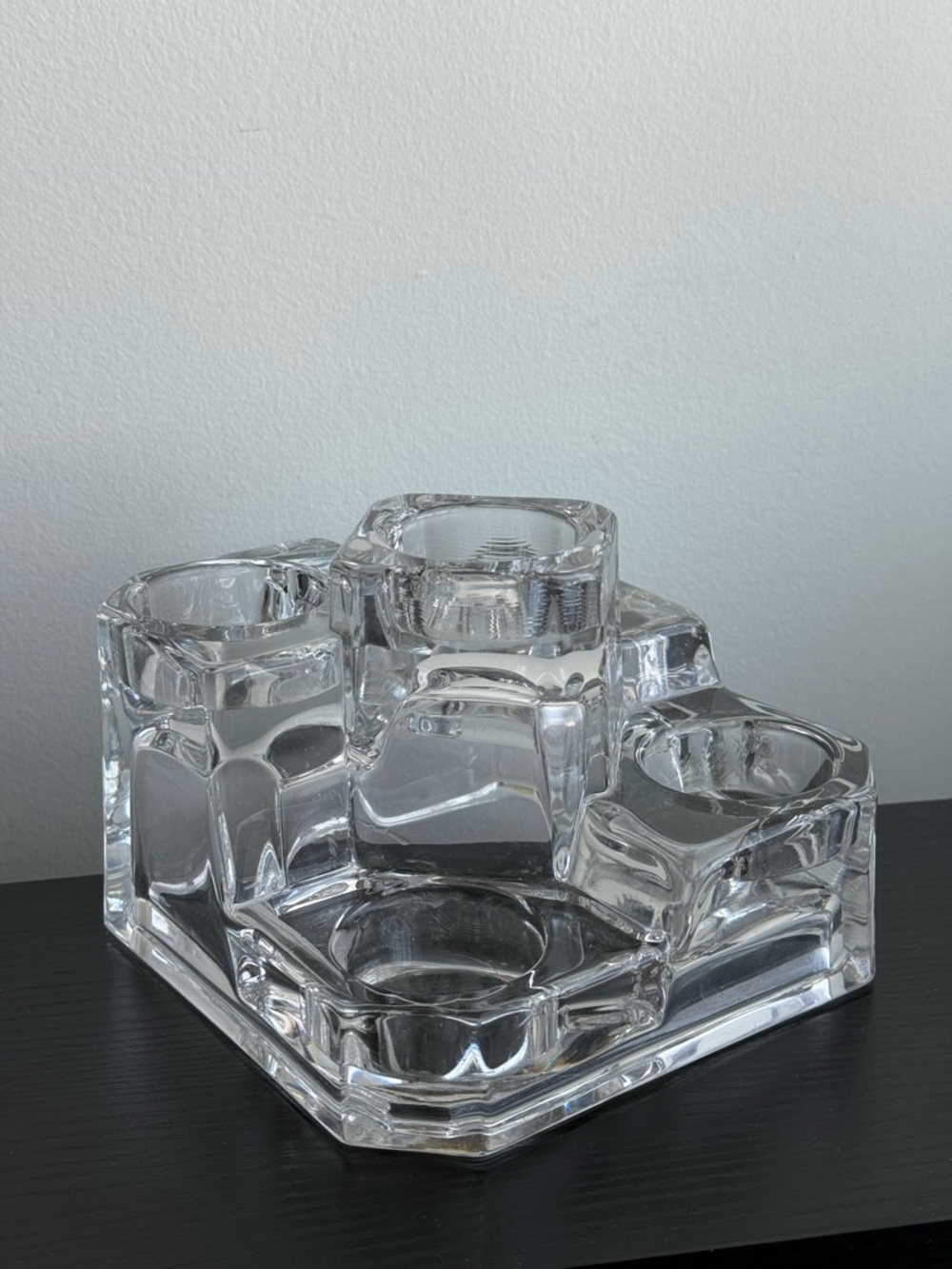 Partylite P7170 Vintage Made in Germany Clear Glass Block 5 Tealight Holder